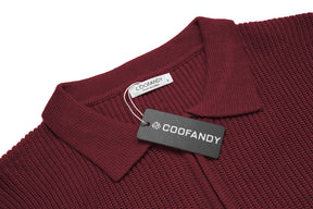 COOFANDY Mens Knit Polo Shirt Quarter Zip Slim Fit Pullover Long Sleeve Sweater Polo