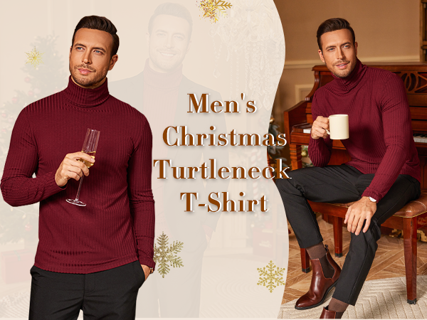 COOFANDY Men's Turtleneck Slim Fit Lightweight Basic Ribbed Sweaters