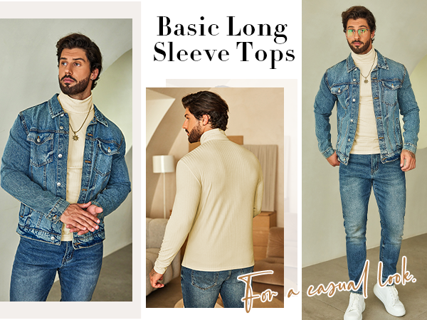 COOFANDY Men's Turtleneck Slim Fit Lightweight Basic Ribbed Sweaters