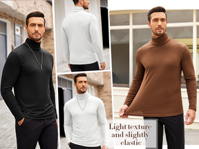 COOFANDY Men's Turtleneck Slim Fit Lightweight Basic Ribbed Sweaters