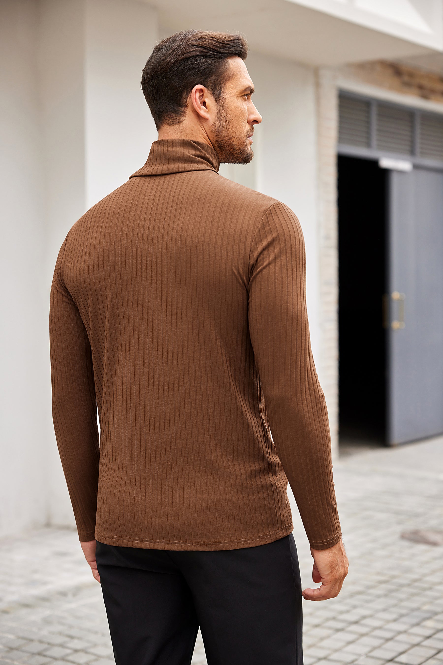 COOFANDY Men's Turtleneck Slim Fit Lightweight Basic Ribbed Sweaters