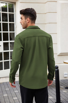 COOFANDY Men's Lightweight Shirt Shacket Long Sleeve Textured Button Down Shirts Casual Jacket