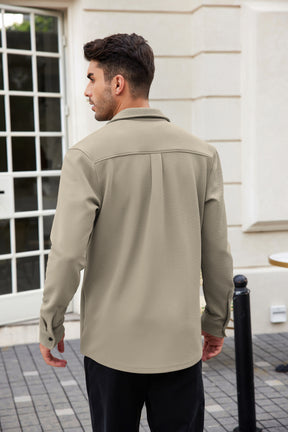 COOFANDY Men's Lightweight Shirt Shacket Long Sleeve Textured Button Down Shirts Casual Jacket