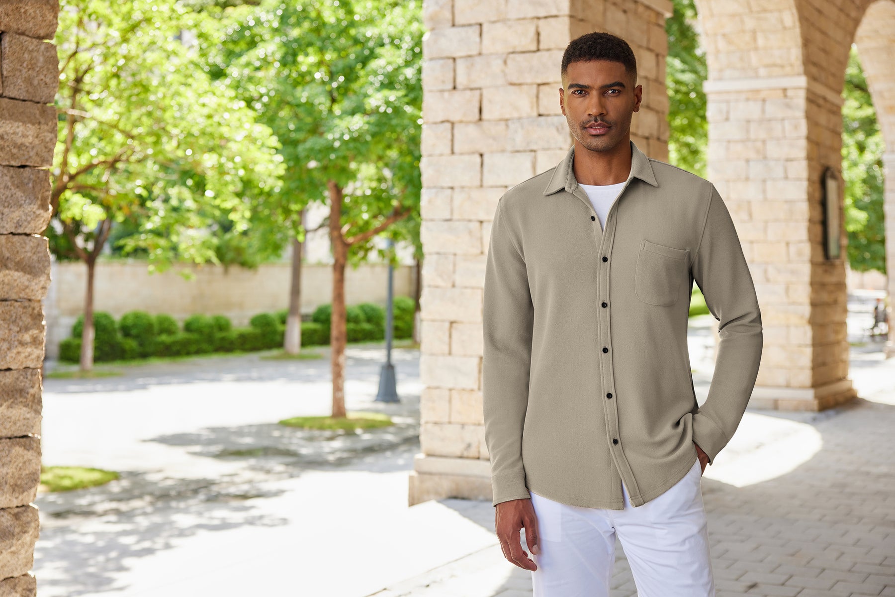 COOFANDY Men's Lightweight Shirt Shacket Long Sleeve Textured Button Down Shirts Casual Jacket
