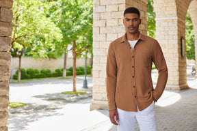 COOFANDY Men's Lightweight Shirt Shacket Long Sleeve Textured Button Down Shirts Casual Jacket