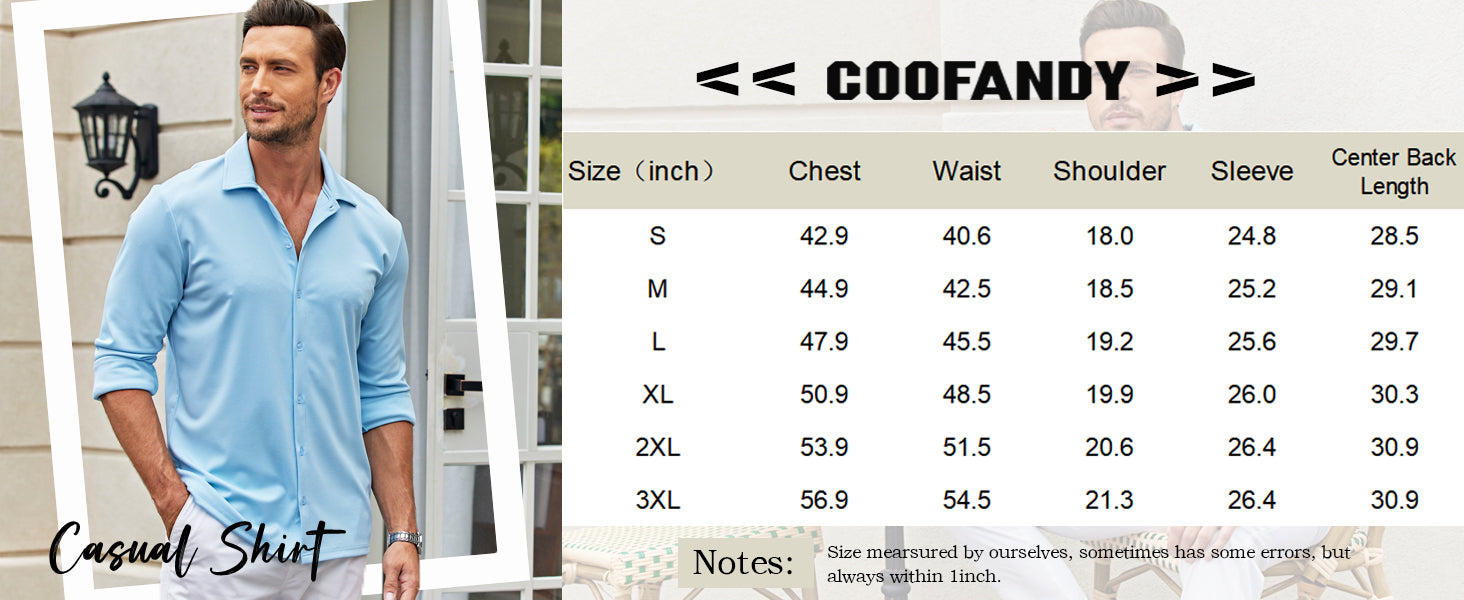 COOFANDY Men's Casual Button Down Shirt Wrinkle Free Shirts Long Sleeve Dress Shirt S-XXXL