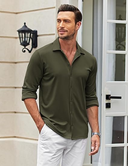 COOFANDY Men's Casual Button Down Shirt Wrinkle Free Shirts Long Sleeve Dress Shirt S-XXXL