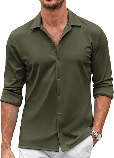 COOFANDY Men's Casual Button Down Shirt Wrinkle Free Shirts Long Sleeve Dress Shirt S-XXXL