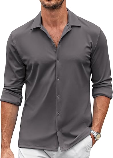 COOFANDY Men's Casual Button Down Shirt Wrinkle Free Shirts Long Sleeve Dress Shirt S-XXXL