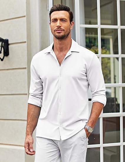 COOFANDY Men's Casual Button Down Shirt Wrinkle Free Shirts Long Sleeve Dress Shirt S-XXXL