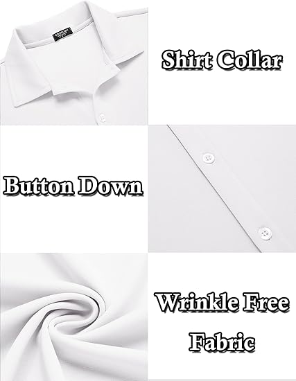 COOFANDY Men's Casual Button Down Shirt Wrinkle Free Shirts Long Sleeve Dress Shirt S-XXXL