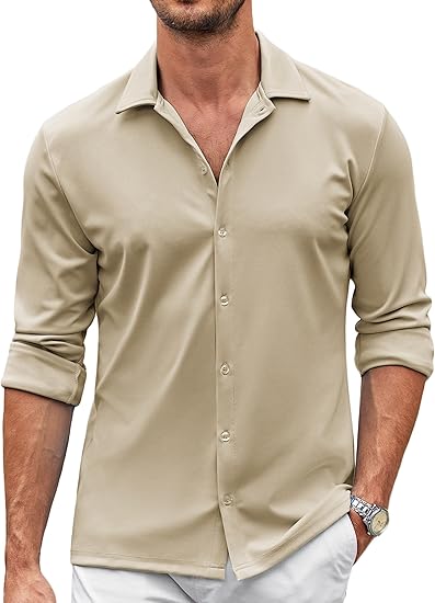 COOFANDY Men's Casual Button Down Shirt Wrinkle Free Shirts Long Sleeve Dress Shirt S-XXXL