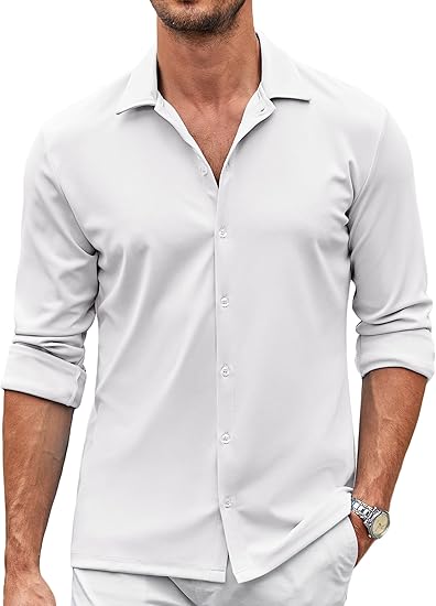 COOFANDY Men's Casual Button Down Shirt Wrinkle Free Shirts Long Sleeve Dress Shirt S-XXXL
