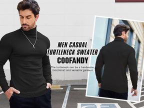 COOFANDY Men's Slim Fit Turtleneck Sweater Casual Basic Knitted Long Sleeve Pullover Sweater