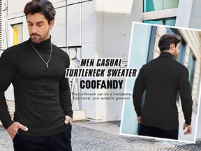 COOFANDY Men's Slim Fit Turtleneck Sweater Casual Basic Knitted Long Sleeve Pullover Sweater
