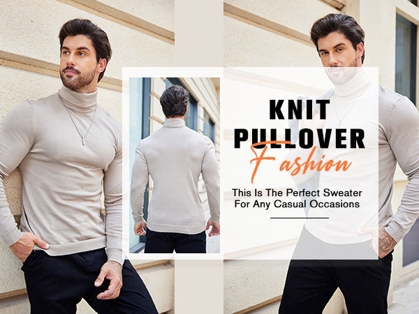 COOFANDY Men's Slim Fit Turtleneck Sweater Casual Basic Knitted Long Sleeve Pullover Sweater