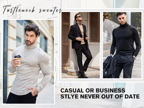 COOFANDY Men's Slim Fit Turtleneck Sweater Casual Basic Knitted Long Sleeve Pullover Sweater