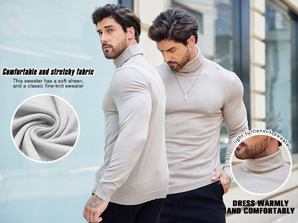COOFANDY Men's Slim Fit Turtleneck Sweater Casual Basic Knitted Long Sleeve Pullover Sweater