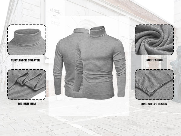 COOFANDY Men's Slim Fit Turtleneck Sweater Casual Basic Knitted Long Sleeve Pullover Sweater