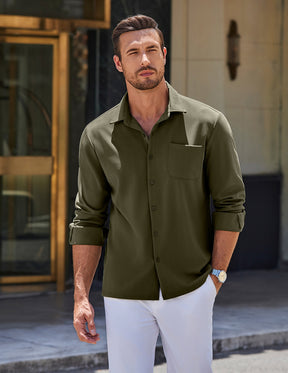 COOFANDY Mens Long Sleeve Button Down Wrinkle Free Untucked Casual Dress Shirt for Men