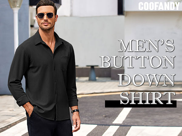 COOFANDY Mens Long Sleeve Button Down Wrinkle Free Untucked Casual Dress Shirt for Men