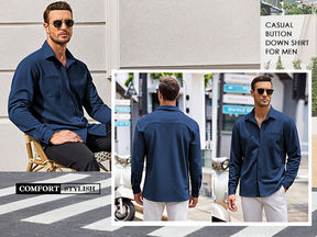 COOFANDY Mens Long Sleeve Button Down Wrinkle Free Untucked Casual Dress Shirt for Men