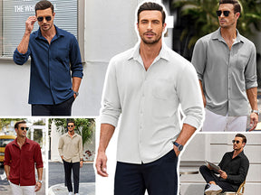 COOFANDY Mens Long Sleeve Button Down Wrinkle Free Untucked Casual Dress Shirt for Men