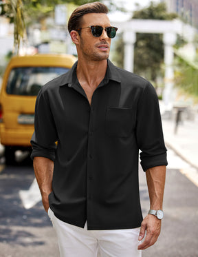 COOFANDY Mens Long Sleeve Button Down Wrinkle Free Untucked Casual Dress Shirt for Men