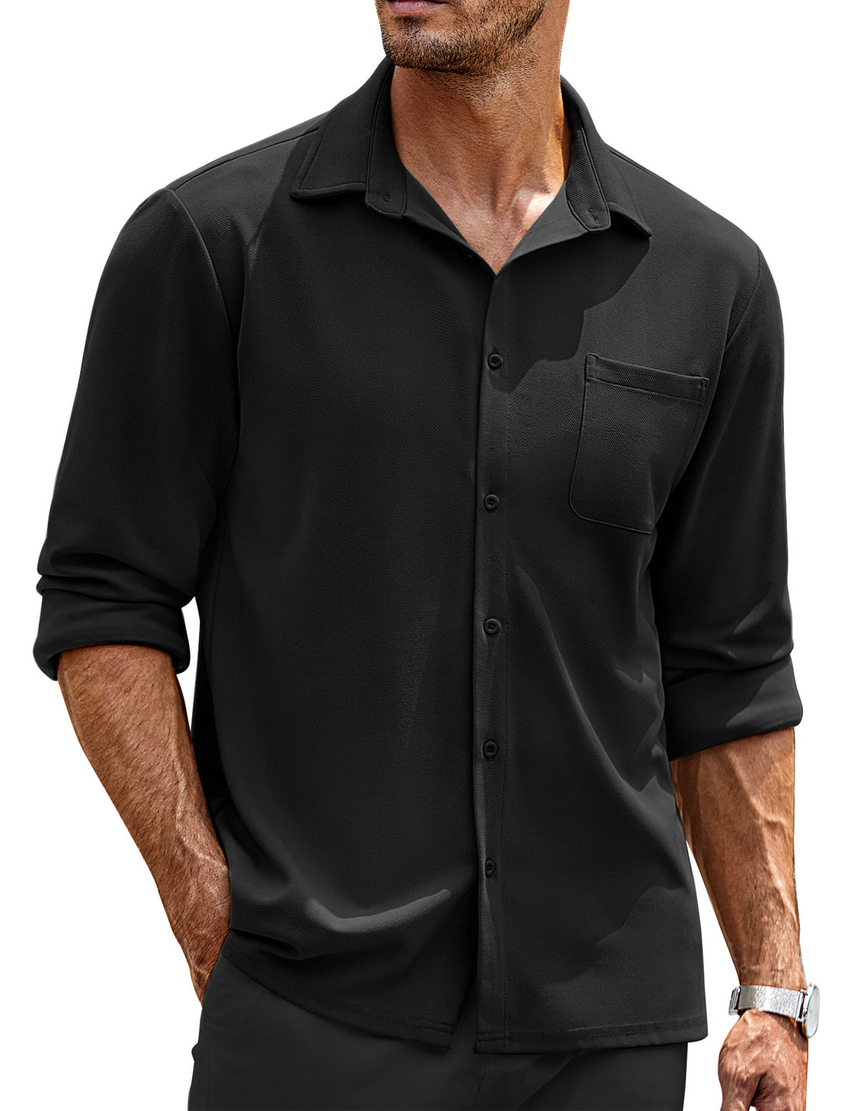 COOFANDY Mens Long Sleeve Button Down Wrinkle Free Untucked Casual Dress Shirt for Men