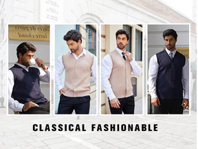 COOFANDY Men's Sleeveless Sweater Vest V-Neck Casual Cable Knit Button Down Cardigan Vest