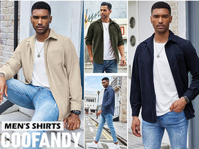 COOFANDY Men's Waffle Button Down Shirts Casual Long Sleeve Shacket Jacket with Pockets