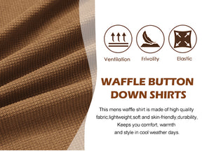 COOFANDY Men's Waffle Button Down Shirts Casual Long Sleeve Shacket Jacket with Pockets