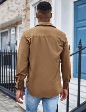 COOFANDY Men's Waffle Button Down Shirts Casual Long Sleeve Shacket Jacket with Pockets