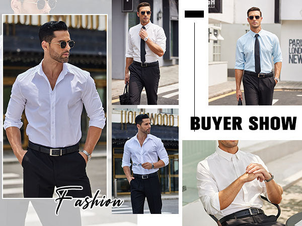 COOFANDY Men's Business Dress Shirts Wrinkle Free Long Sleeve Regular Fit Dress Shirt Textured Casual Button Down Shirts