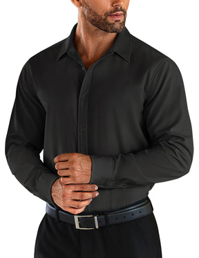 COOFANDY Men's Business Dress Shirts Wrinkle Free Long Sleeve Regular Fit Dress Shirt Textured Casual Button Down Shirts
