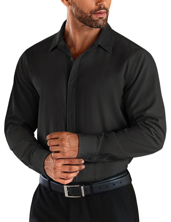 COOFANDY Men's Business Dress Shirts Wrinkle Free Long Sleeve Regular Fit Dress Shirt Textured Casual Button Down Shirts