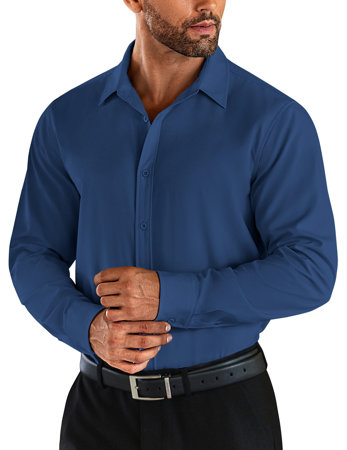 COOFANDY Men's Business Dress Shirts Wrinkle Free Long Sleeve Regular Fit Dress Shirt Textured Casual Button Down Shirts