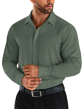 COOFANDY Men's Business Dress Shirts Wrinkle Free Long Sleeve Regular Fit Dress Shirt Textured Casual Button Down Shirts