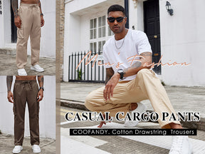 COOFANDY Men's Casual Cargo Pants Cotton Drawstring Athletic Jogger Sweatpants
