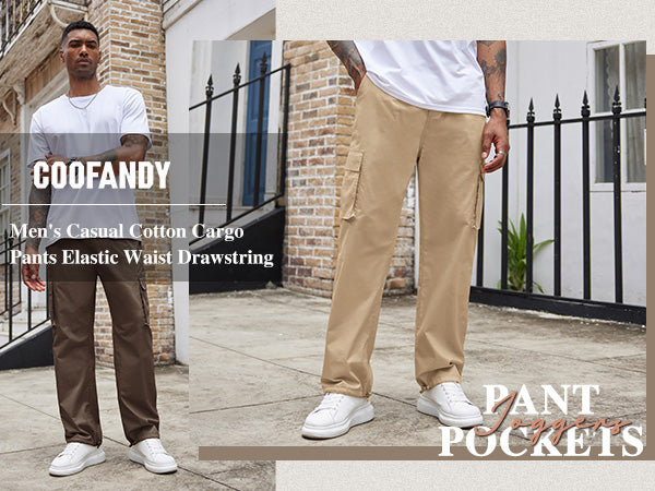 COOFANDY Men's Casual Cargo Pants Cotton Drawstring Athletic Jogger Sweatpants