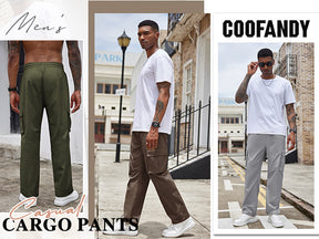 COOFANDY Men's Casual Cargo Pants Cotton Drawstring Athletic Jogger Sweatpants