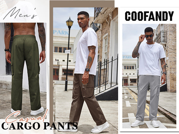 COOFANDY Men's Casual Cargo Pants Cotton Drawstring Athletic Jogger Sweatpants