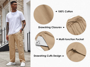 COOFANDY Men's Casual Cargo Pants Cotton Drawstring Athletic Jogger Sweatpants