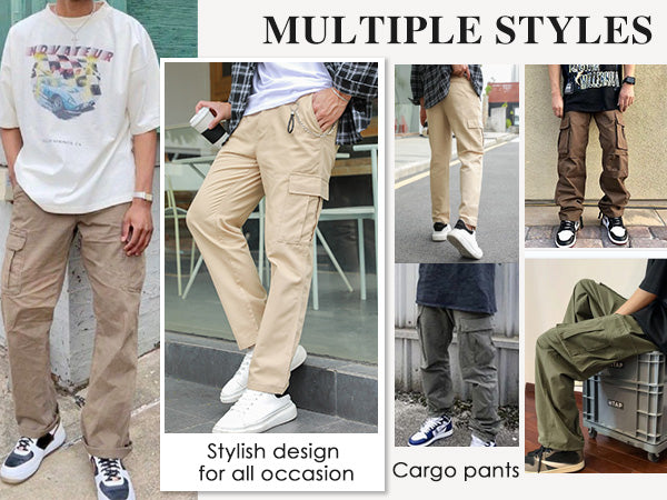 COOFANDY Men's Casual Cargo Pants Cotton Drawstring Athletic Jogger Sweatpants
