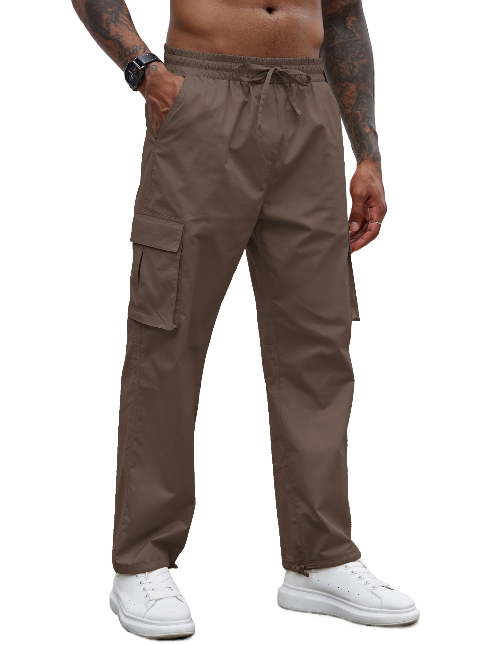 COOFANDY Men's Casual Cargo Pants Cotton Drawstring Athletic Jogger Sweatpants
