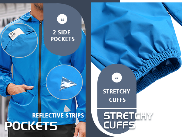 COOFANDY Men's Rain Suit 2 Piece Waterproof Breathable Rain Gear Lightweight Rain Jacket Pants Rainwear Suit S-XXL