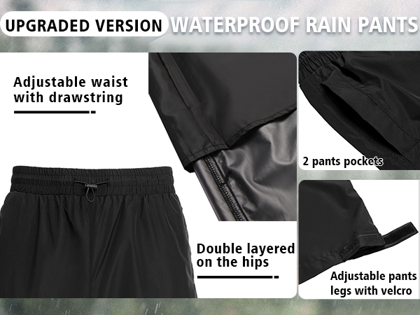 COOFANDY Men's Rain Suit 2 Piece Waterproof Breathable Rain Gear Lightweight Rain Jacket Pants Rainwear Suit S-XXL