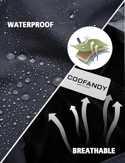 COOFANDY Men's Rain Suit 2 Piece Waterproof Breathable Rain Gear Lightweight Rain Jacket Pants Rainwear Suit S-XXL