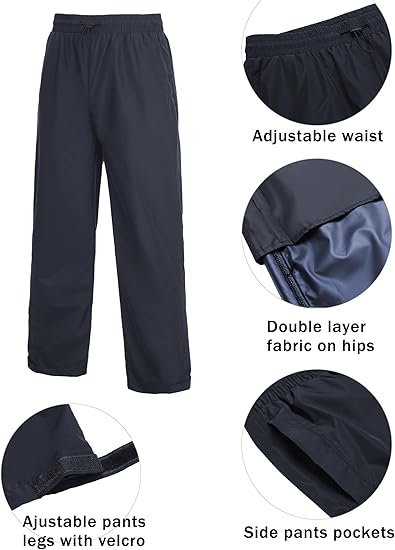 COOFANDY Men's Rain Suit 2 Piece Waterproof Breathable Rain Gear Lightweight Rain Jacket Pants Rainwear Suit S-XXL