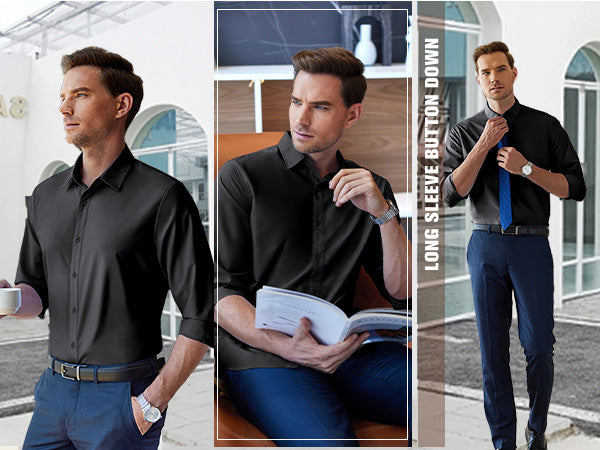 COOFANDY Men's Dress Shirts Long Sleeve Button Up Shirts Formal Business Shirt
